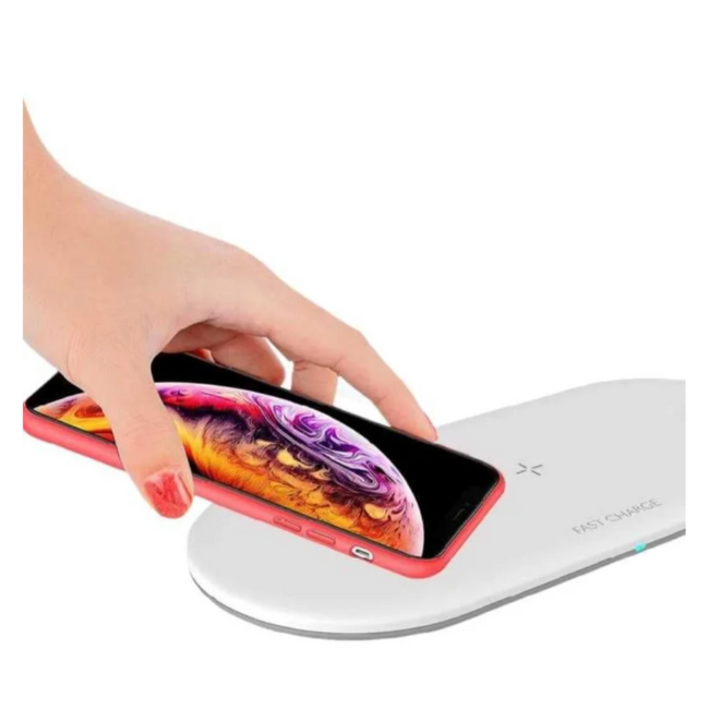 Cargador Inalámbrico Qi 3 en 1 compatible con iPhone, Airpods, iWatch y celulares de carga inalámbrica