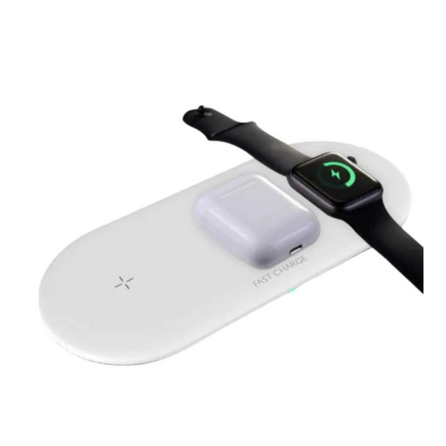 Cargador Inalámbrico Qi 3 en 1 compatible con iPhone, Airpods, iWatch y celulares de carga inalámbrica