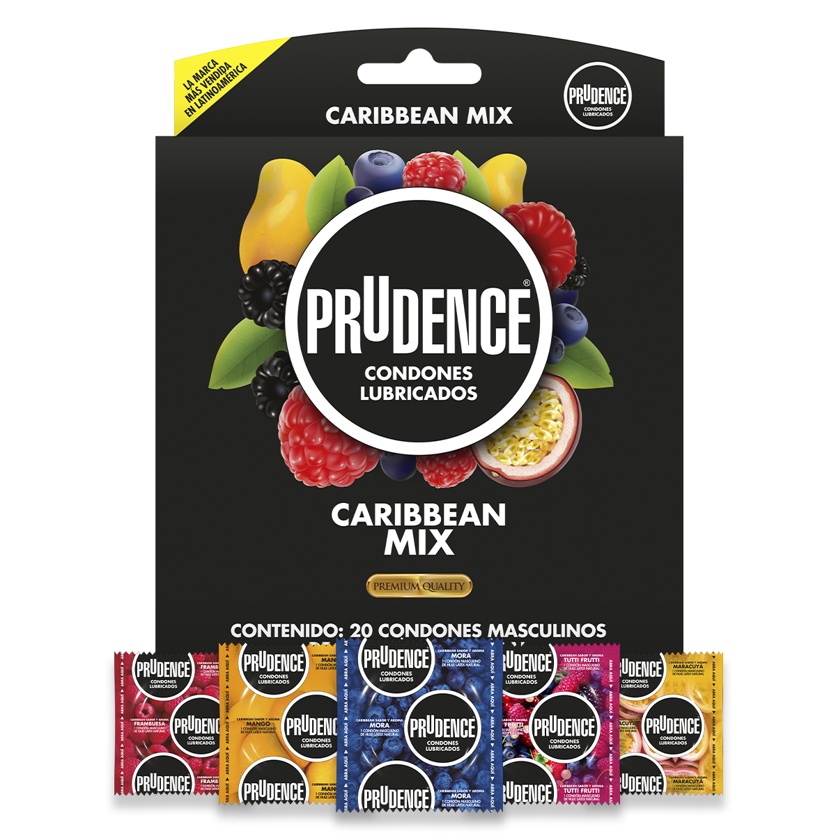 Paquete con 20 Condones Prudence con Sabor Y Aroma - Caribbean Mix