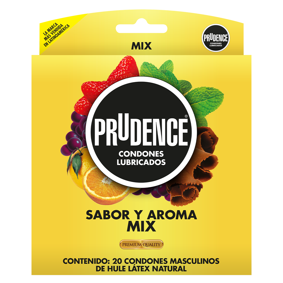 Paquete con 20 Condones Prudence con Sabor Y Aroma Mix