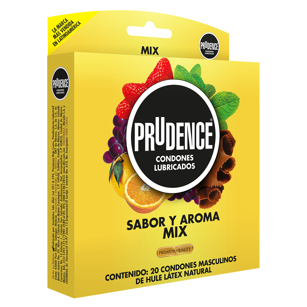 Paquete con 20 Condones Prudence con Sabor Y Aroma Mix