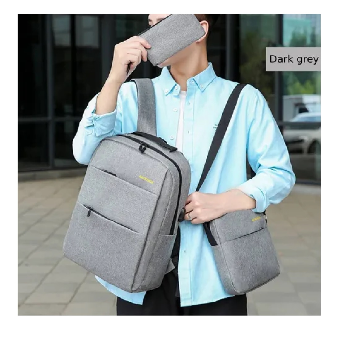 Mochila Multifuncional Antirrobo Con Cargador Usb, Gris Obscuro