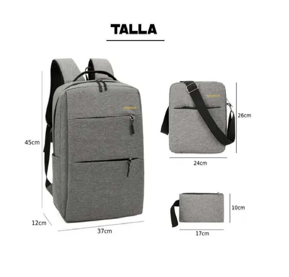 Mochila Multifuncional Antirrobo Con Cargador Usb, Gris Obscuro