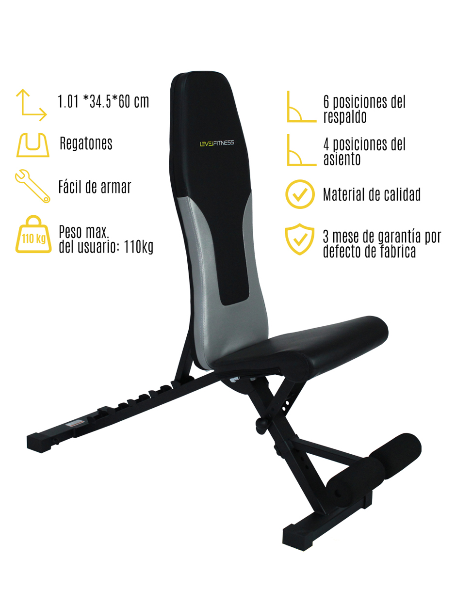 Banco Multiposiciónes HELA Para Pesas Gym Ejercicio Plegable
