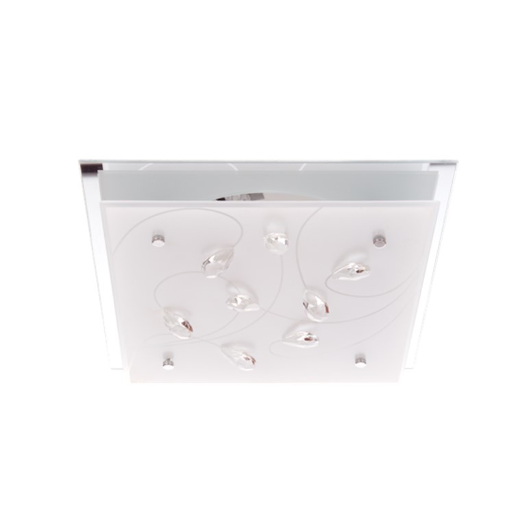 Plafon cuadrado con cristal almendra La Luz RP9 Blanco