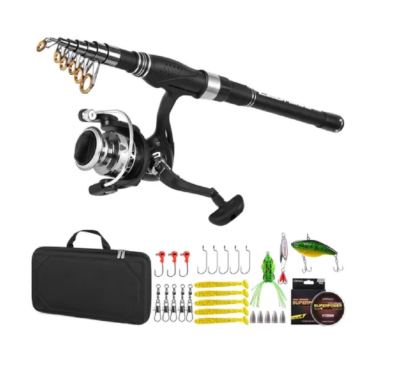 Juego de Caña De Pescar Y Carrete Con Accesorios