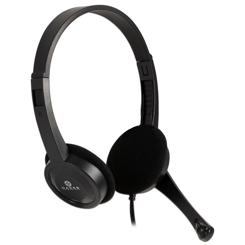 Audífono Naceb Technology, Color Negro, Alámbrico