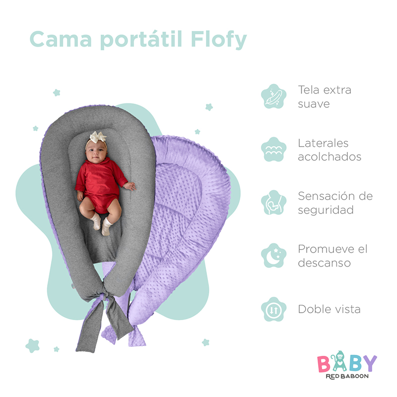 Nido Cama Bebe, Colecho Bebe Ajustable de Doble Vista, para Invierno y Verano, Cuna Colecho Portátil, Fácil de Lavar - Modelo Flofy, Marca Red Baboon