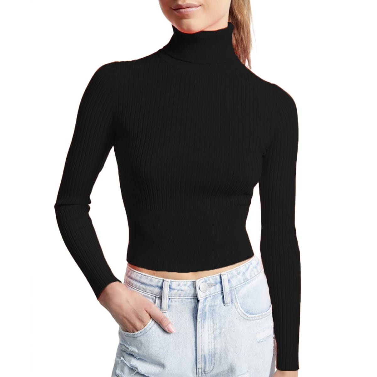 Blusa Sao Paulo color negro para mujer, manga larga, mod. 1033889