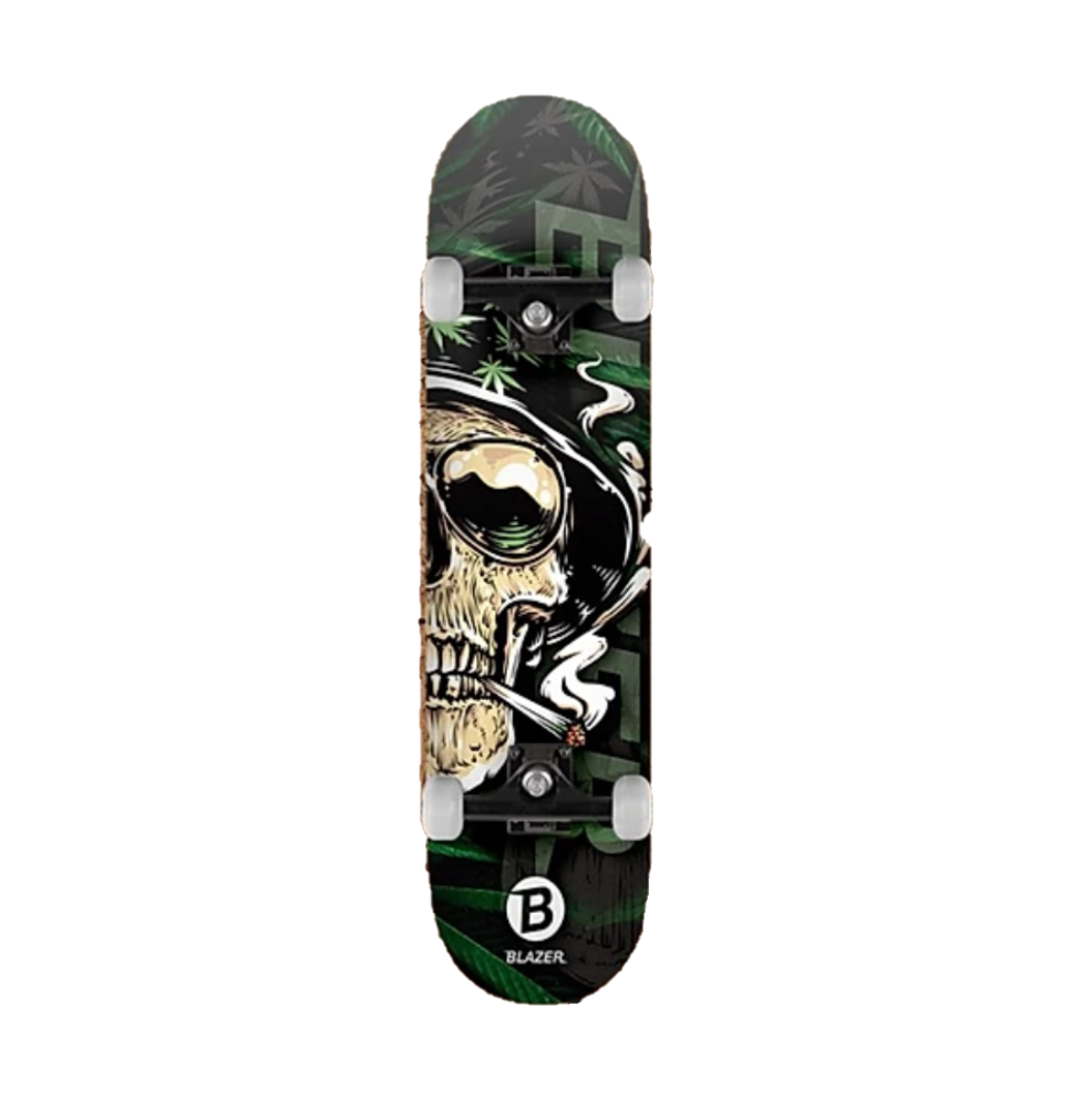 Patineta Skateboard con diseño de Calavera Verde