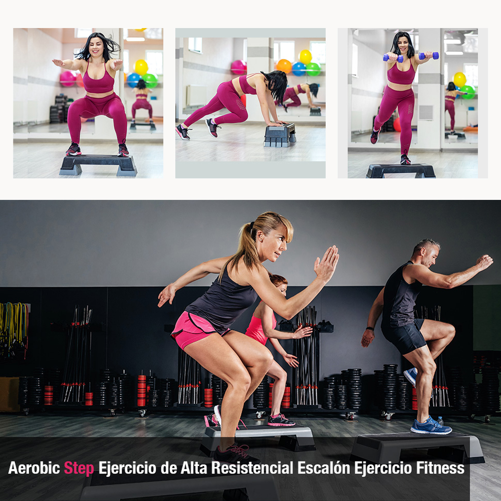 Aerobic Step ejercicio con 2 Alturas de alta resistencia| Escalón ejercicio Fitness para múltiples ejercicios.