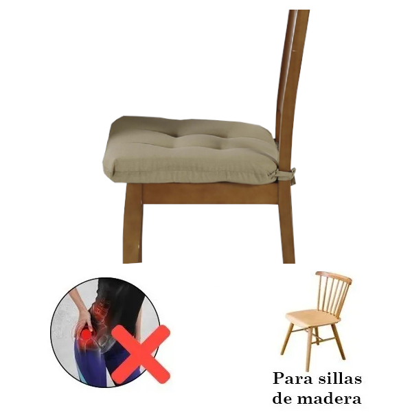 Cojines Para Sillas De Madera Para Comedor | Set De 4 Pzas | Color Marrón Claro