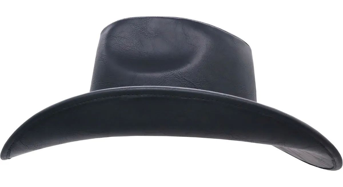 Sombrero Unisex Texana California Calaveras Piel Vegana Vintage Ride Chopper Negro 194