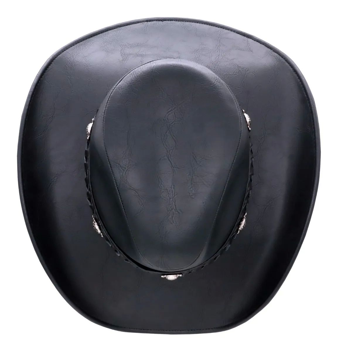 Sombrero Unisex Texana California Calaveras Piel Vegana Vintage Ride Chopper Negro 194