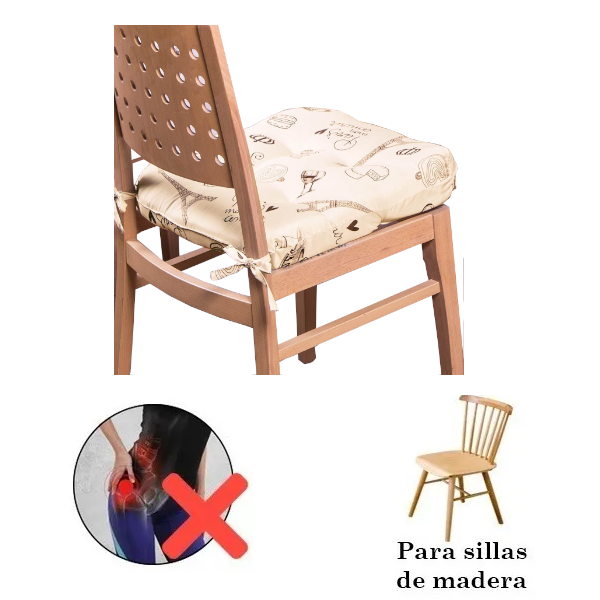 Cojines Para Sillas De Madera Para Comedor | Set De 4 Pzas | Estampado beige con café