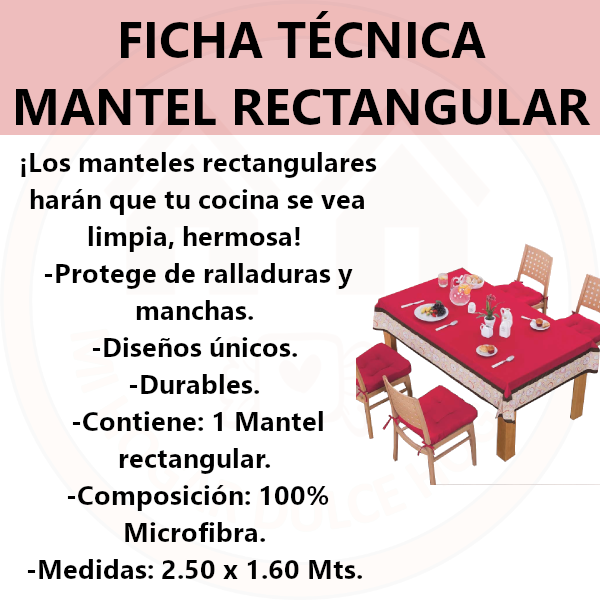 Mantel Comedor, Cocina, Desayunador | Mantel Rectangular | Color Beige