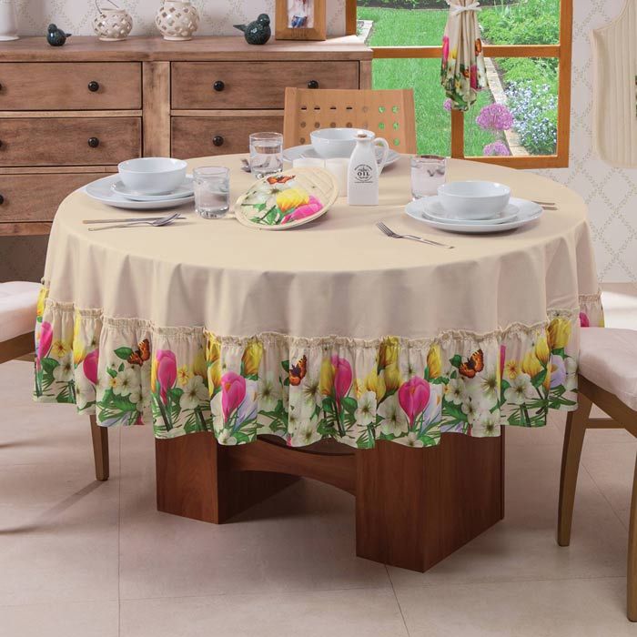 Mantel Comedor, Cocina, Desayunador | Mantel Circular | Color Beige