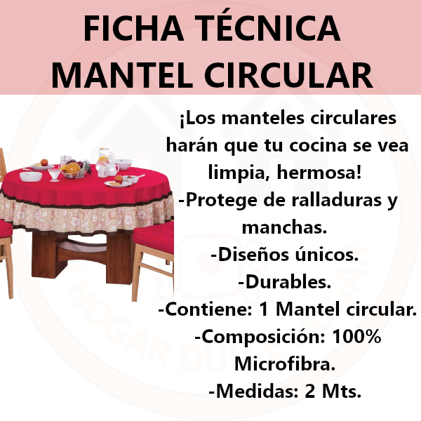 Mantel Comedor, Cocina, Desayunador | Mantel Circular | Estampado beige con café