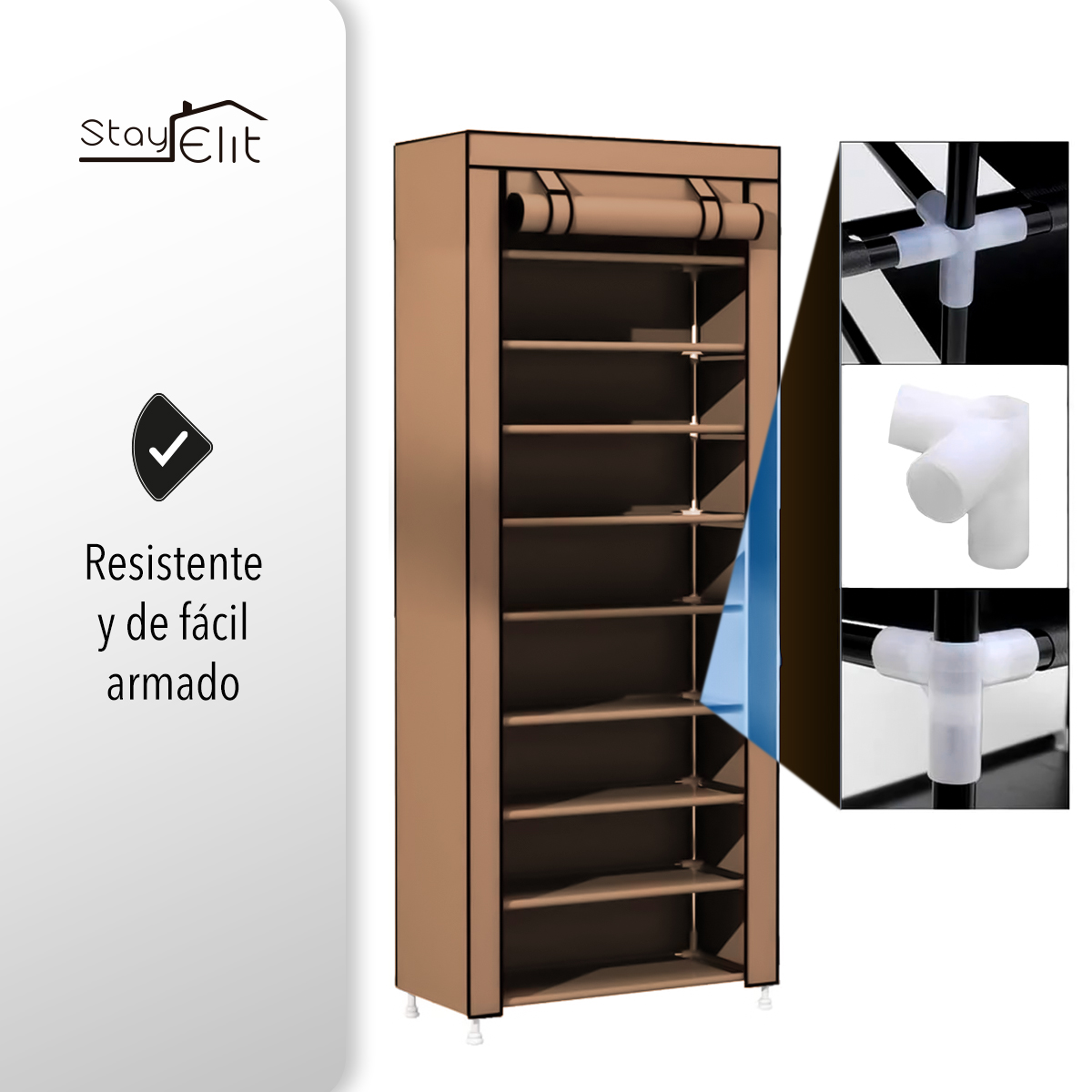Closet Zapatera Minimalista Armario Organizador Multifuncional Armable / Almacenamiento para Zapatos (Café, 9 niveles).