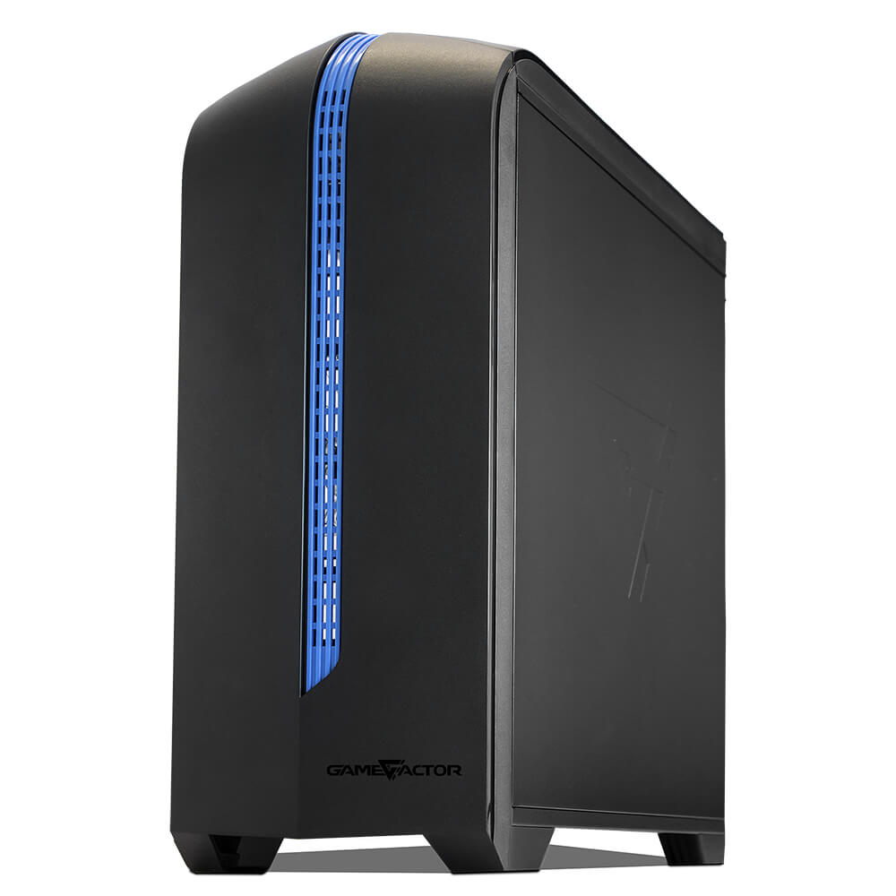 Gabinete GAME FACTOR CSG500 mATX NEG/AZUL, 2xVENT 120MM LED, 1x USB 2.0, 1x USB 3.0