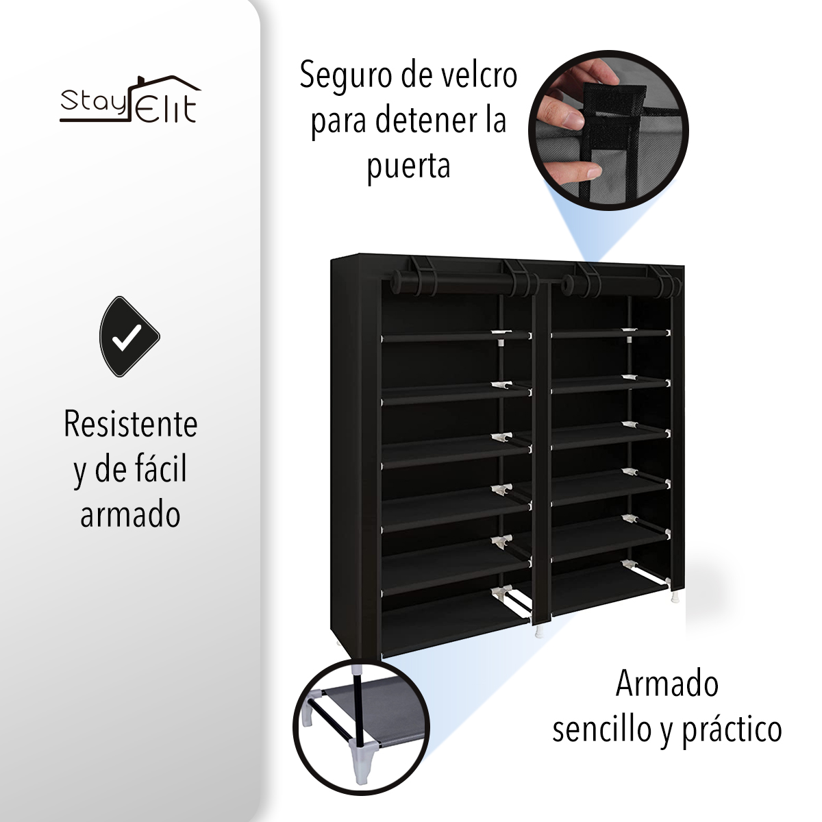 Closet Zapatera Minimalista Armario Organizador Multifuncional Armable /  Almacenamiento para Zapatos (Café, 9 niveles)