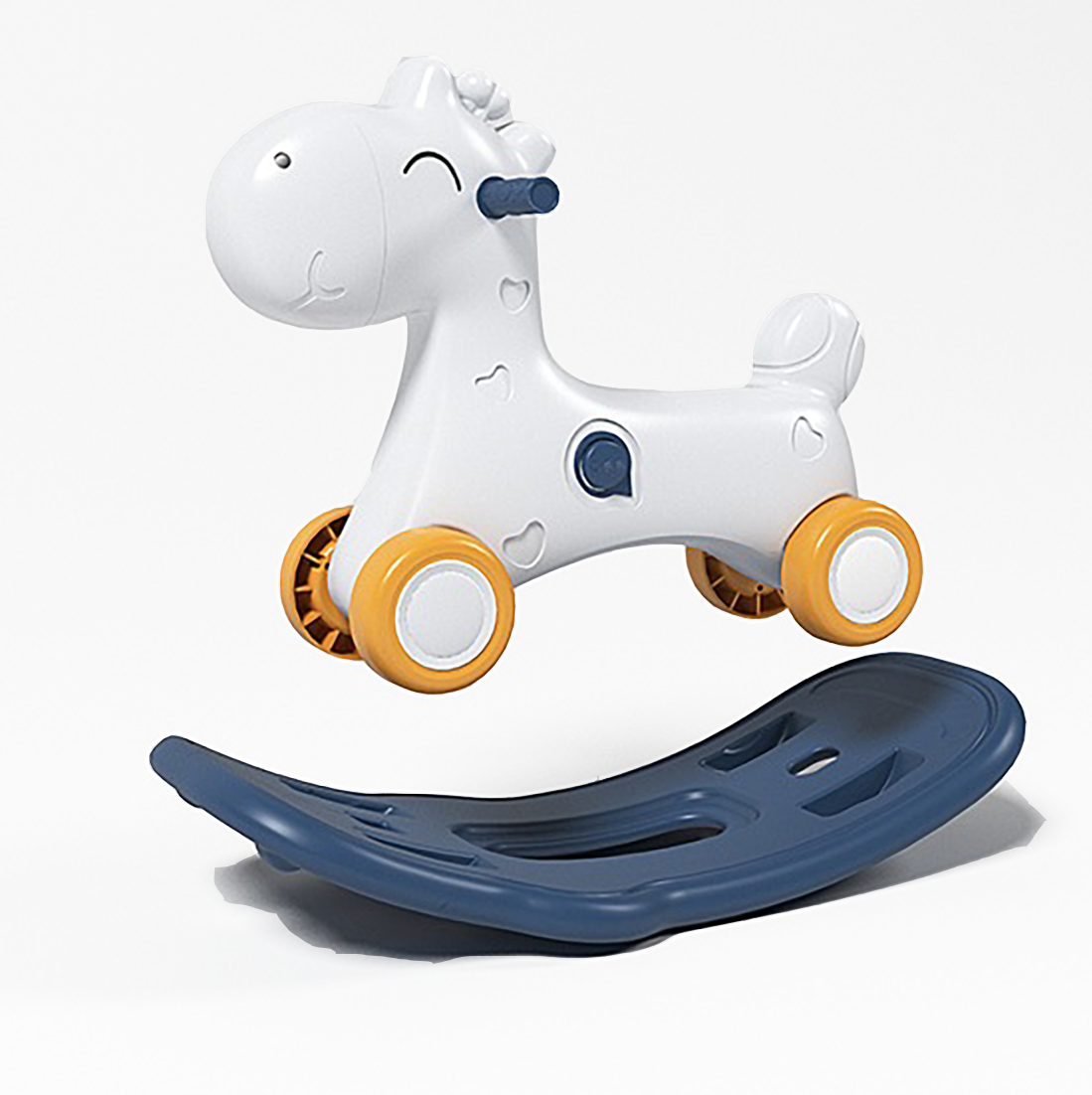 Juguete Caballo Mecedora 2 En 1 Montable Para Niños Pequeños Azul/Amarillo