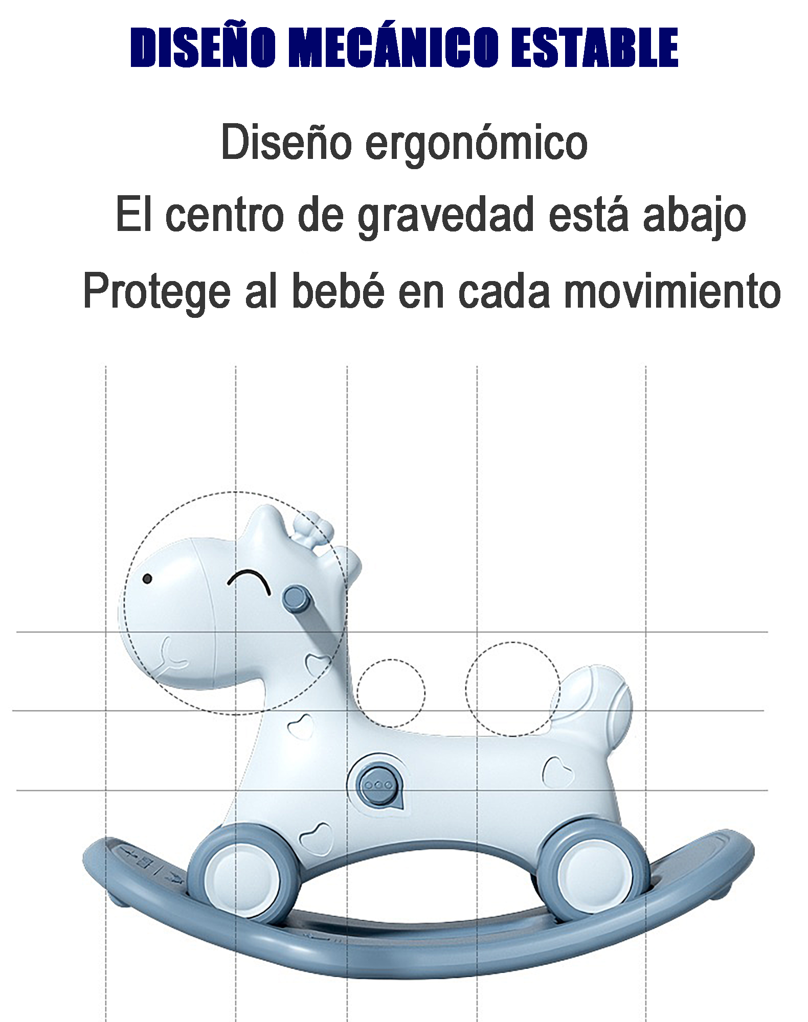 Juguete Caballo Mecedora 2 En 1 Montable Para Niños Pequeños Azul/Amarillo