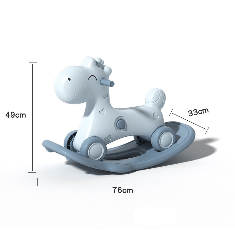 Juguete Caballo Mecedora 2 En 1 Montable Para Niños Pequeños Azul/Amarillo