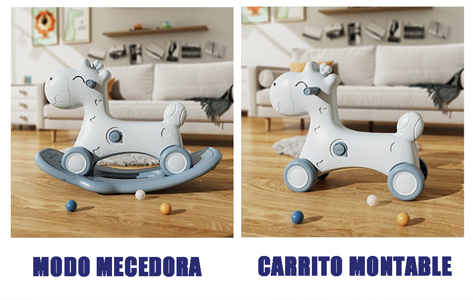 Juguete Caballo Mecedora 2 En 1 Montable Para Niños Pequeños Rosa/Crema