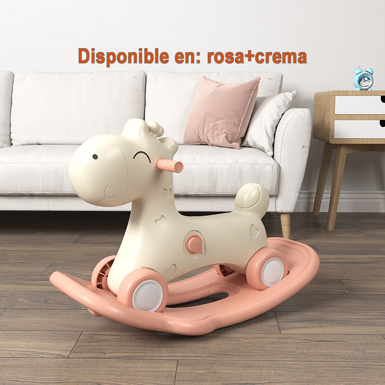 Juguete Caballo Mecedora 2 En 1 Montable Para Niños Pequeños Rosa/Crema