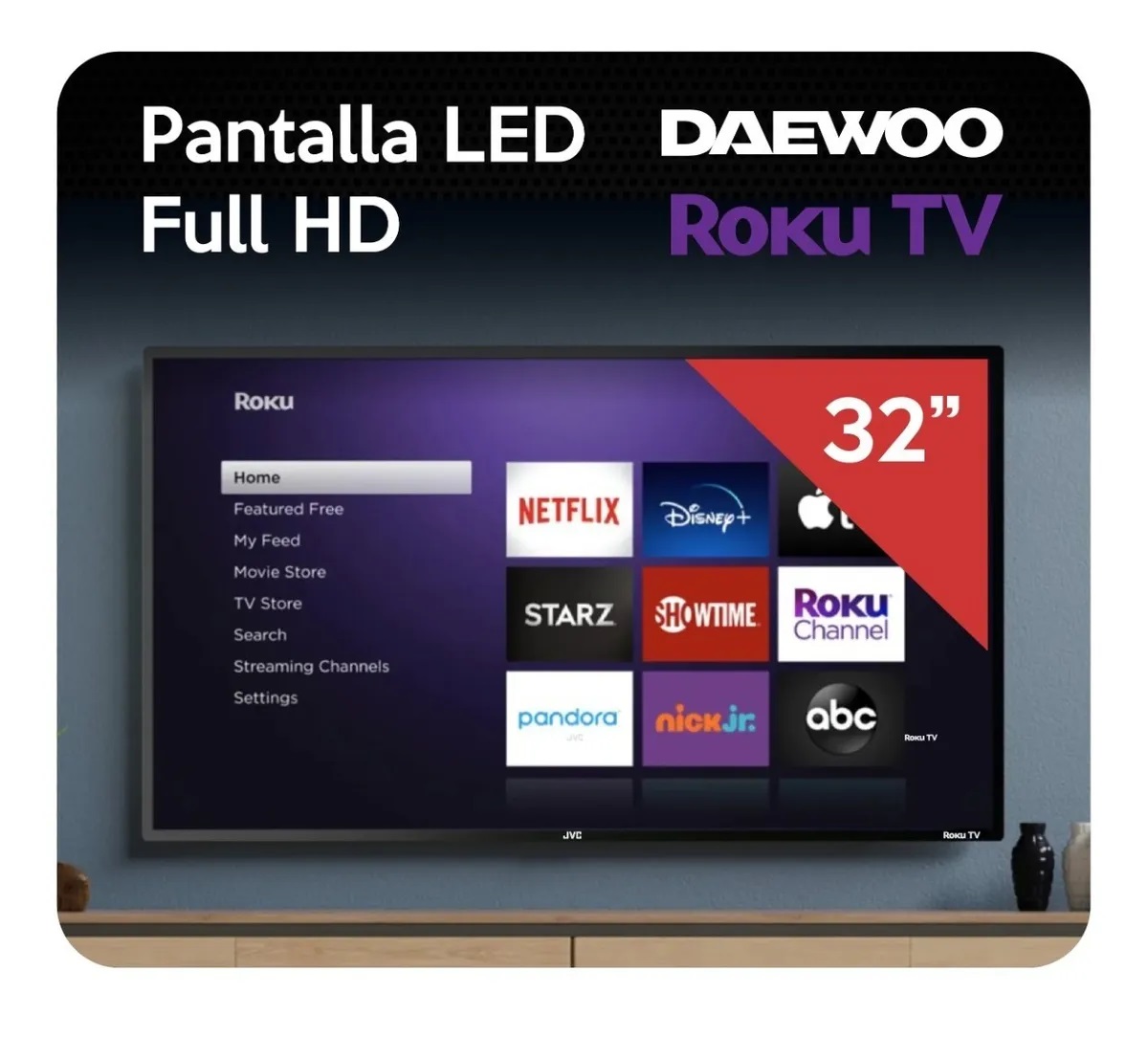 Pantalla Daewoo LED Roku TV 32 Pulgadas DAW32R