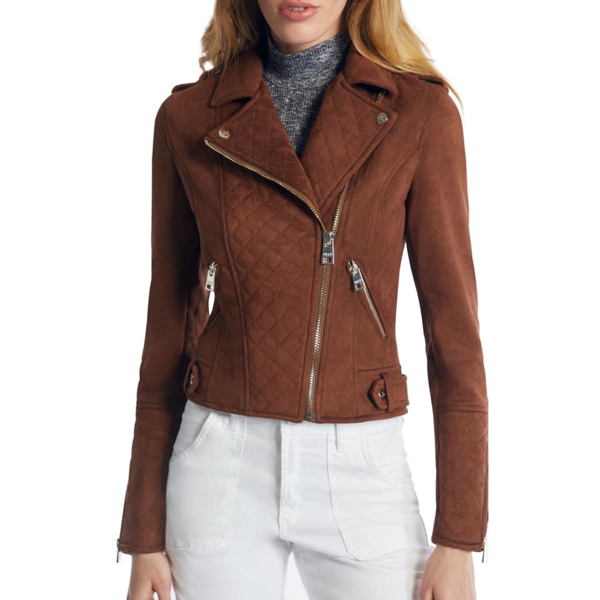 Chamarra color camel para mujer, marca Holly Land, con cuello spor, mod. 1037348