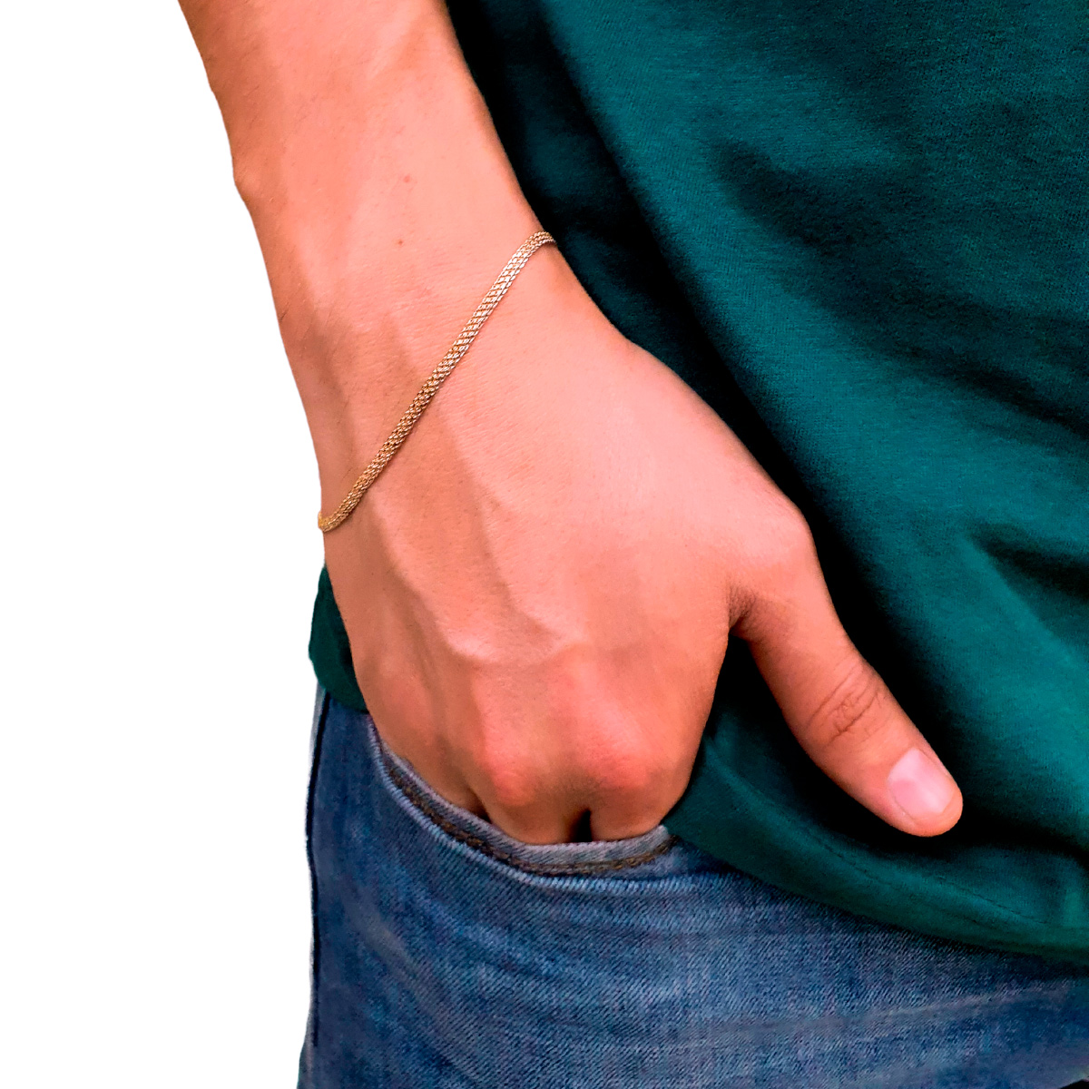 Esclava de oro 10k Hombre Florentino, oro amarillo, rosa y blanco. Incluye certificado y caja de regalo