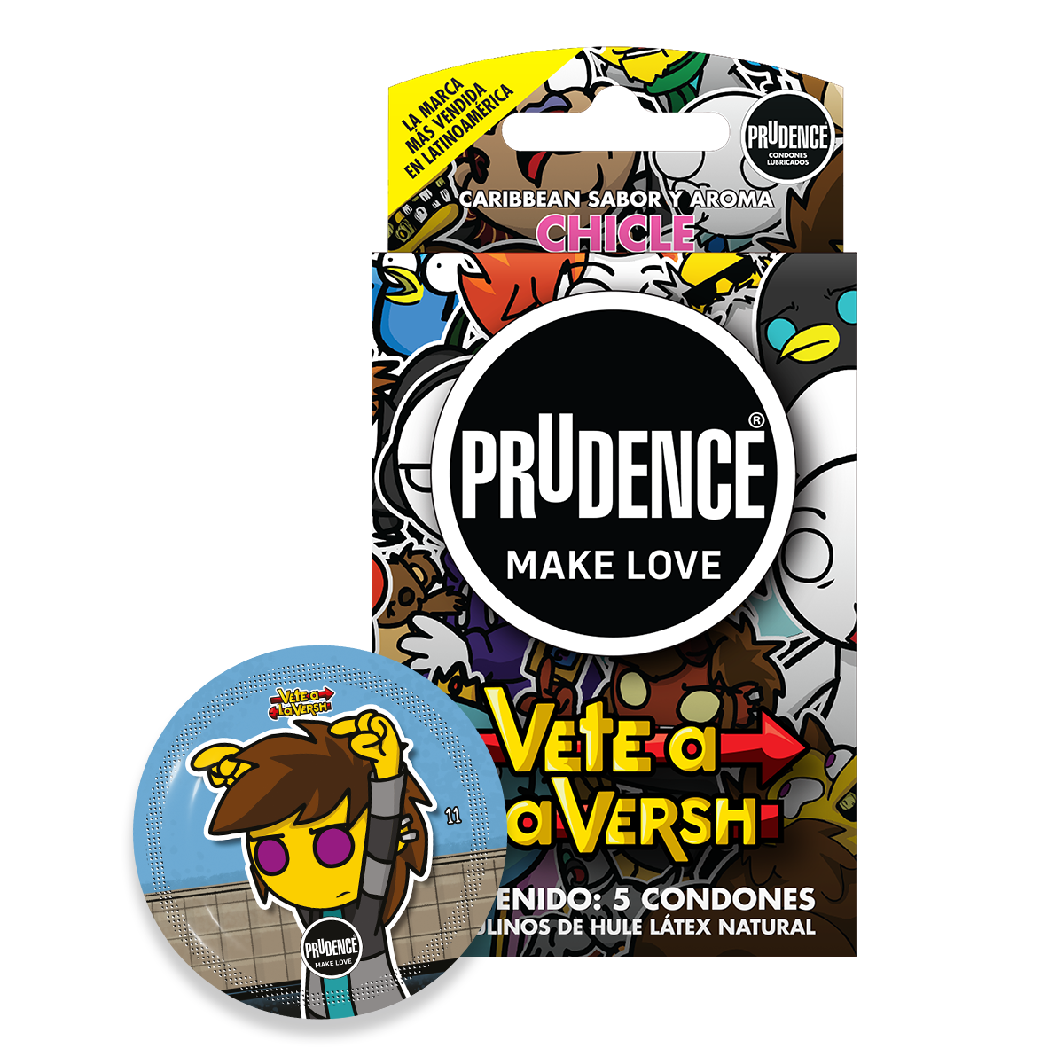 5 Condones Prudence Sabor Y Aroma Chicle, Vete A La Versh