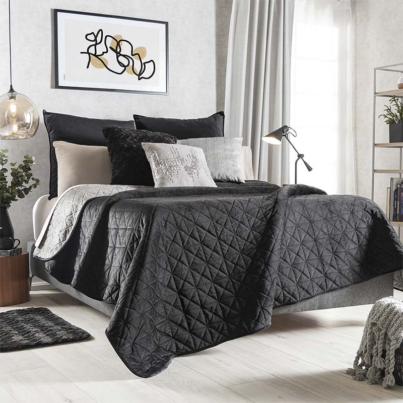 Cobertor Autral Velvet negro Matrimonial XL - Vianney