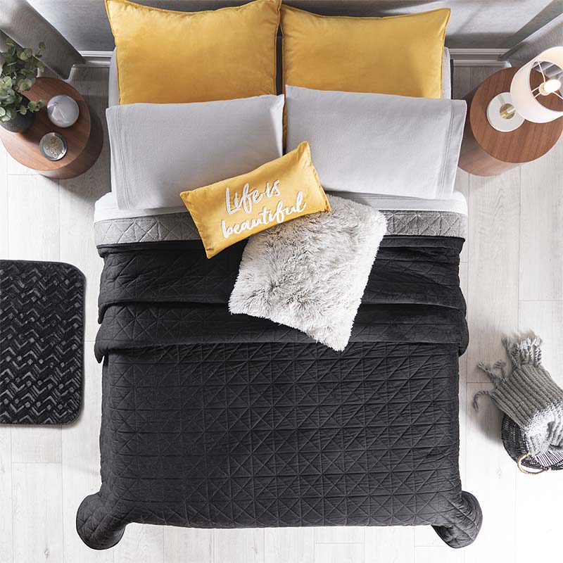 Cobertor Autral Velvet negro Matrimonial XL - Vianney