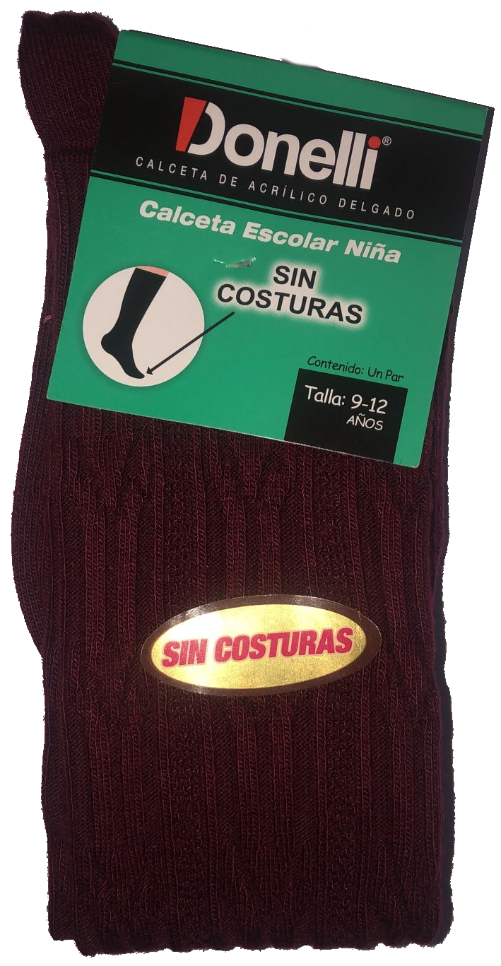 Calceta escolar donelli delgada fresca resistente para niñas edad 9-12 años, primaria
