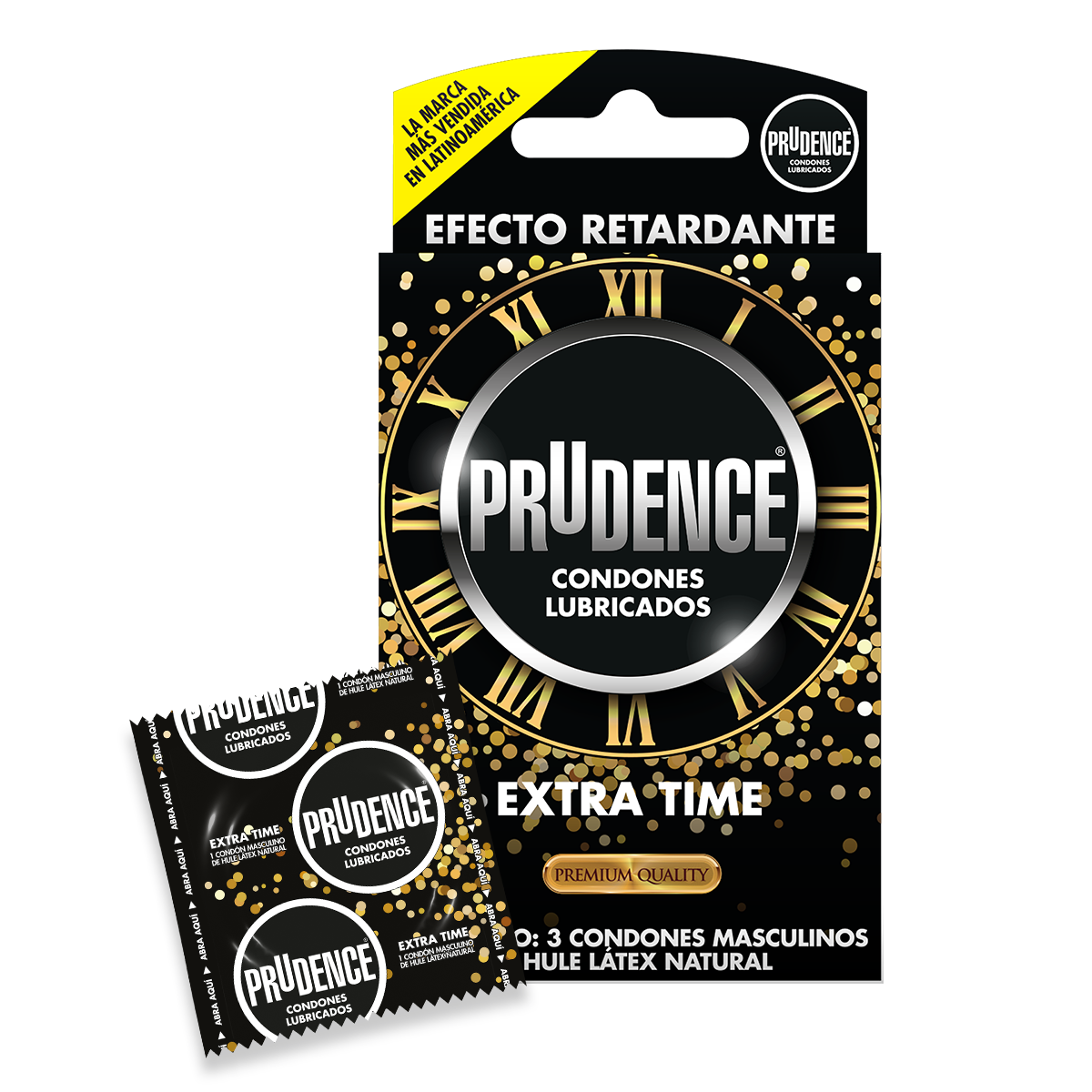 Cartera De 3 Condones Prudence Con Retardante Extra Time