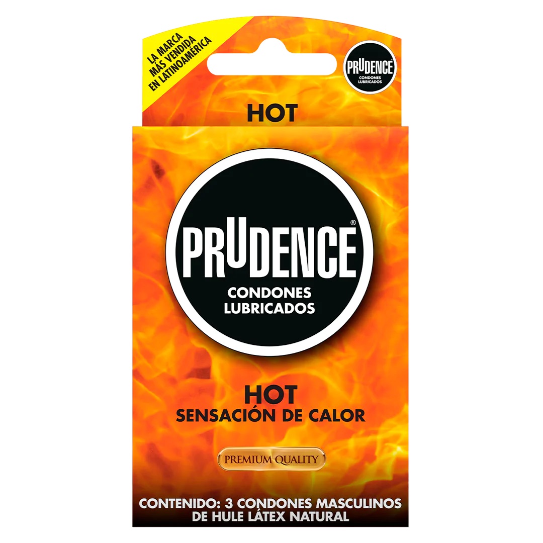 Cartera De 3 Condones Prudence Hot Lubricado Con Gel Termico
