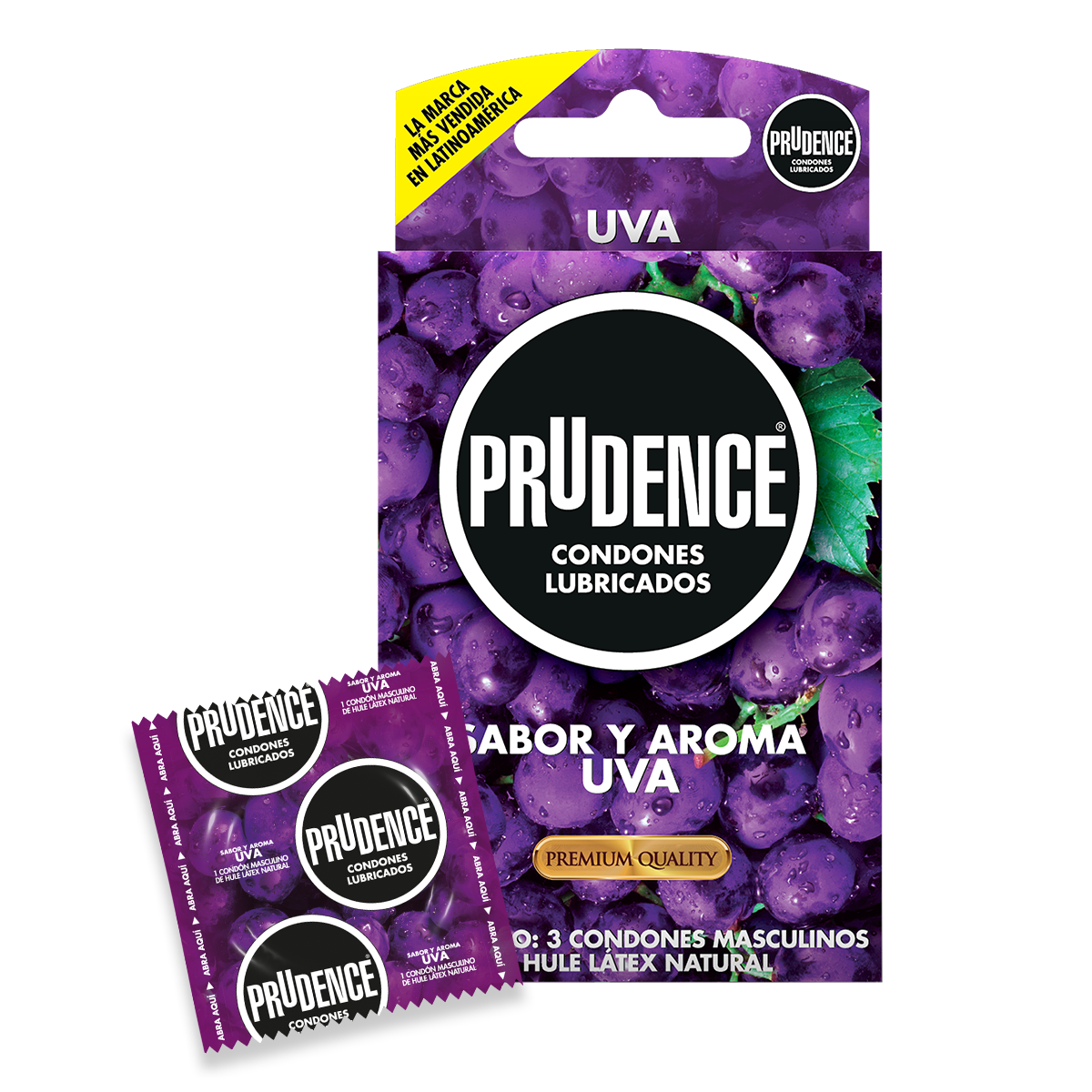 Cartera De 3 Condones Prudence Sabor Y Aroma A Uva