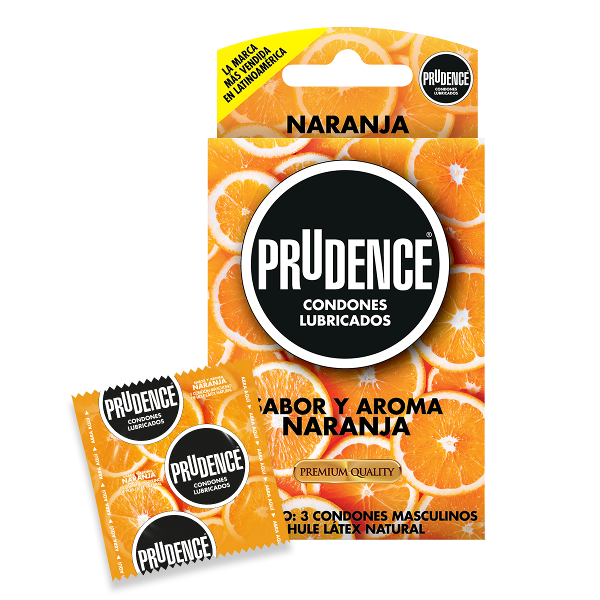 Cartera De 3 Condones Prudence Sabor Y Aroma A Naranja