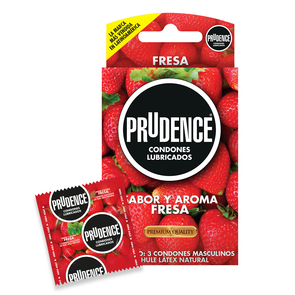 Cartera De 3 Condones Prudence Sabor Y Aroma A Fresa