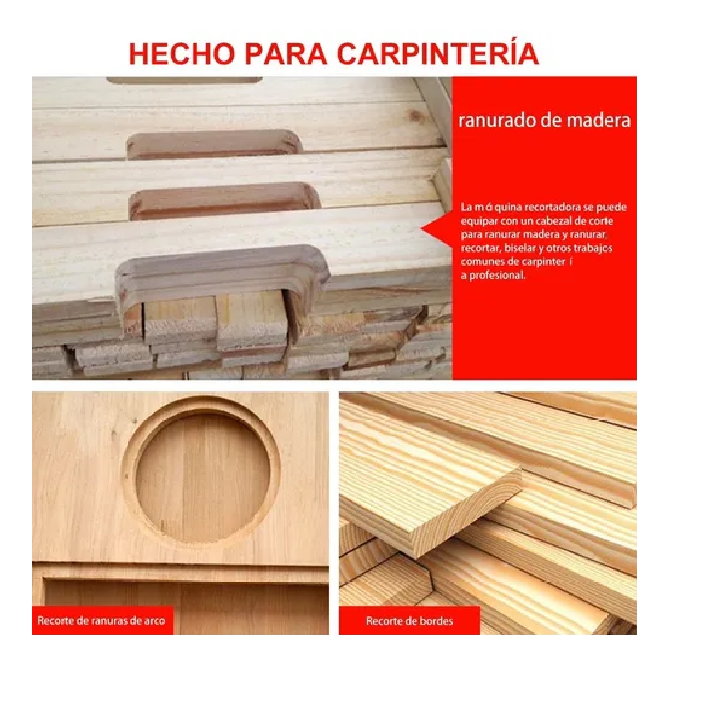 Router Rebajadora Bordes Madera Eléctrico Roja