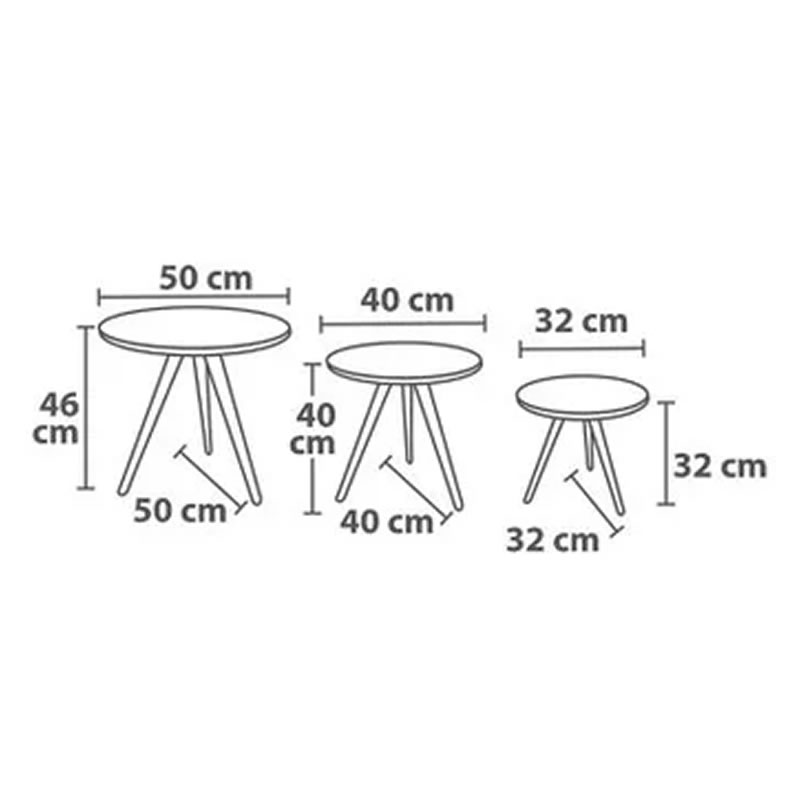 Set de 3 Mesas Auxiliares Acabado de Madera Homy 590940 SMAC