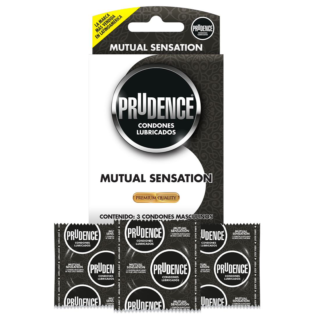 3 Condones Prudence Mutual Sensation Con Doble Lubricación