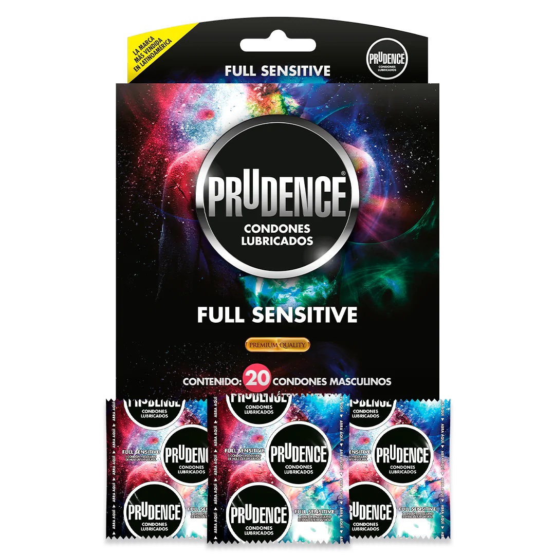 Caja con 20 Condones Prudence Full Sensitive, Doble Lubricación