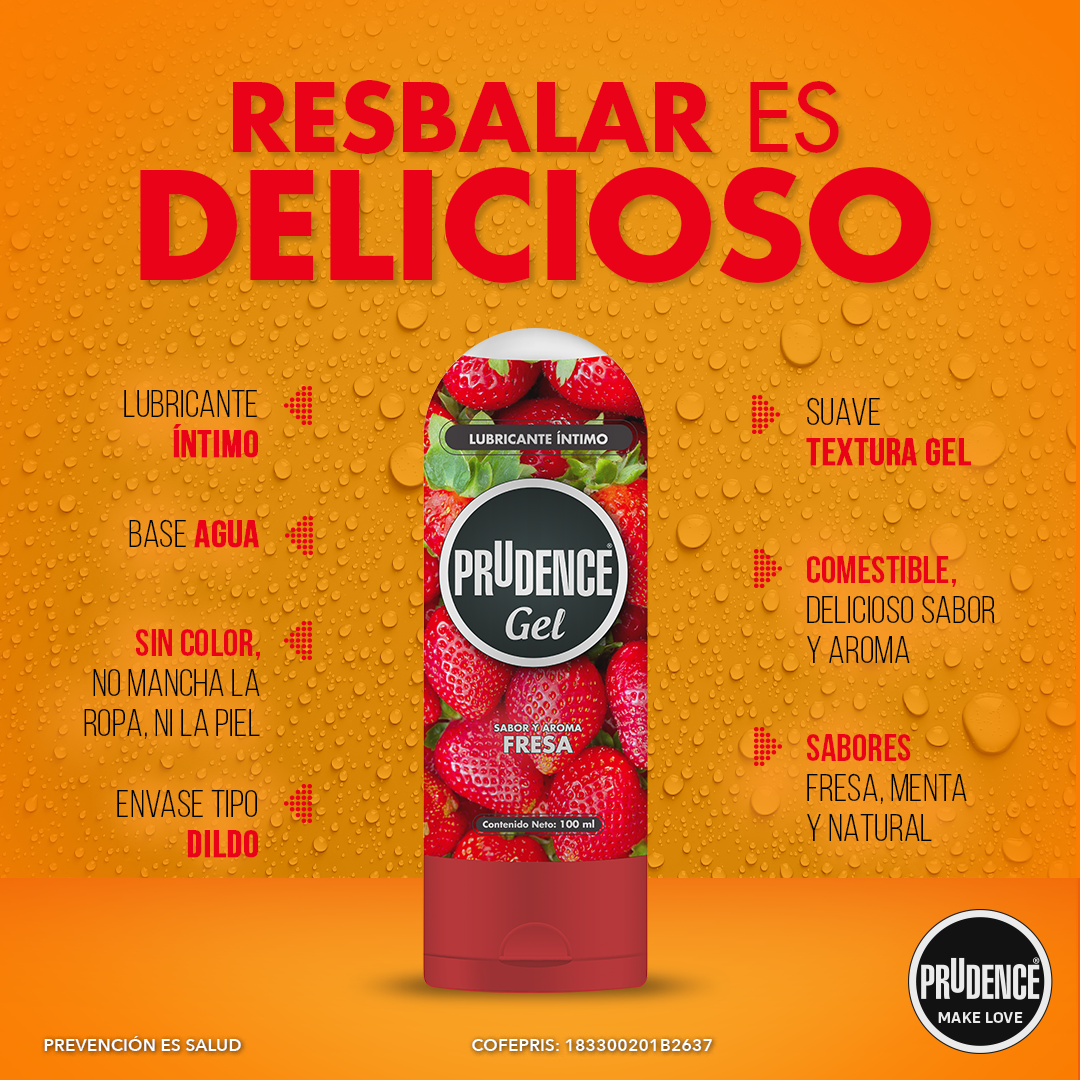 Lubricante Comestible Con Sabor Fresa Prudence Gel 100ml Base Agua