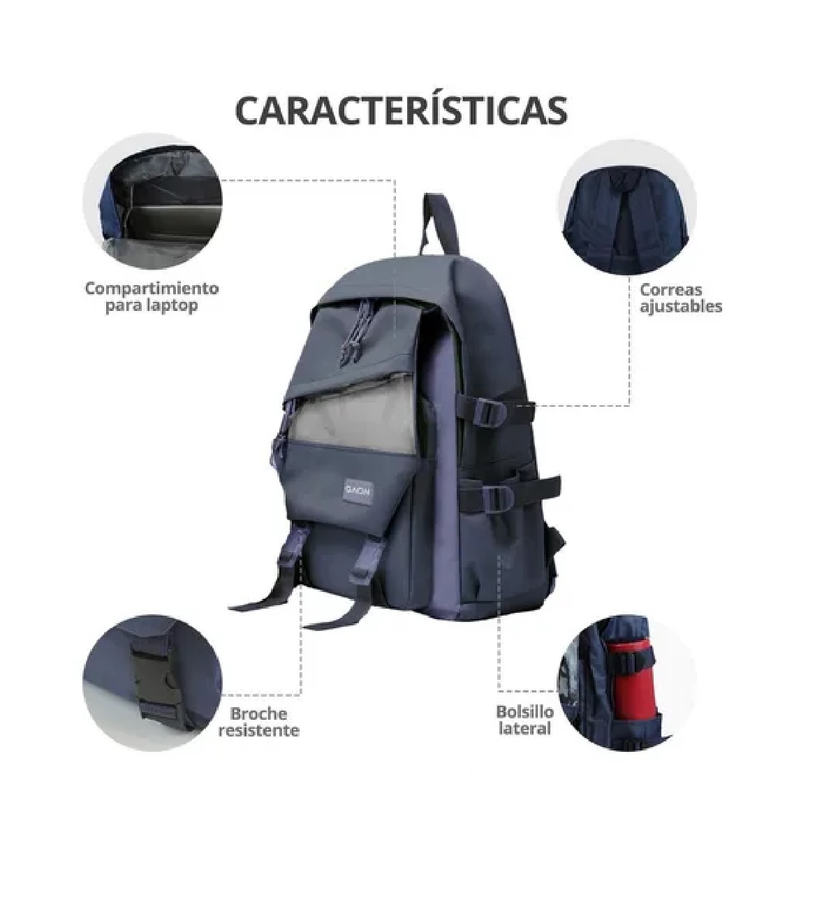 Mochila Escolar Bolsa y Lapicera Juvenil Azul