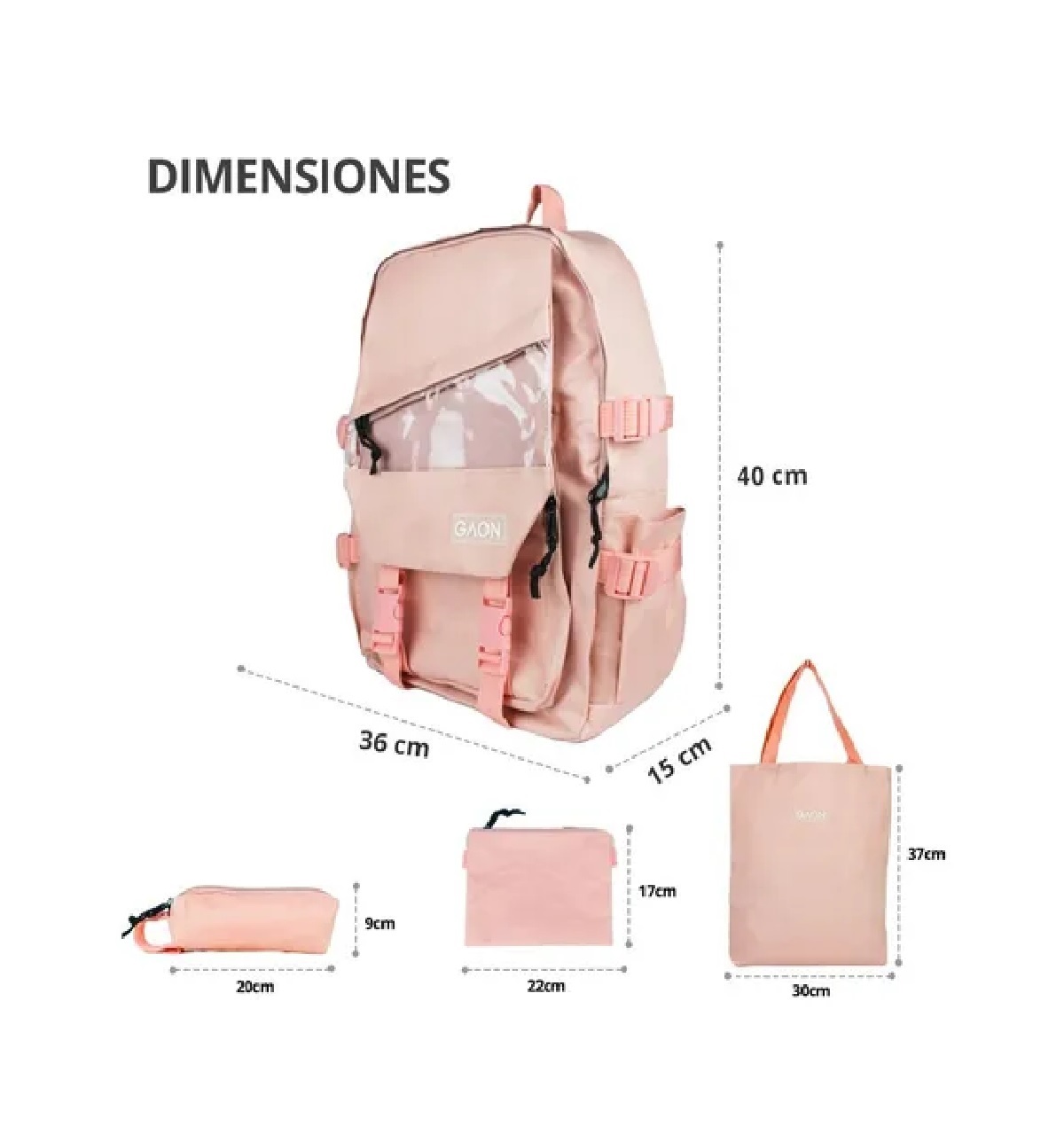 Mochila Escolar Bolsa y  Lapicera Juvenil Rosa