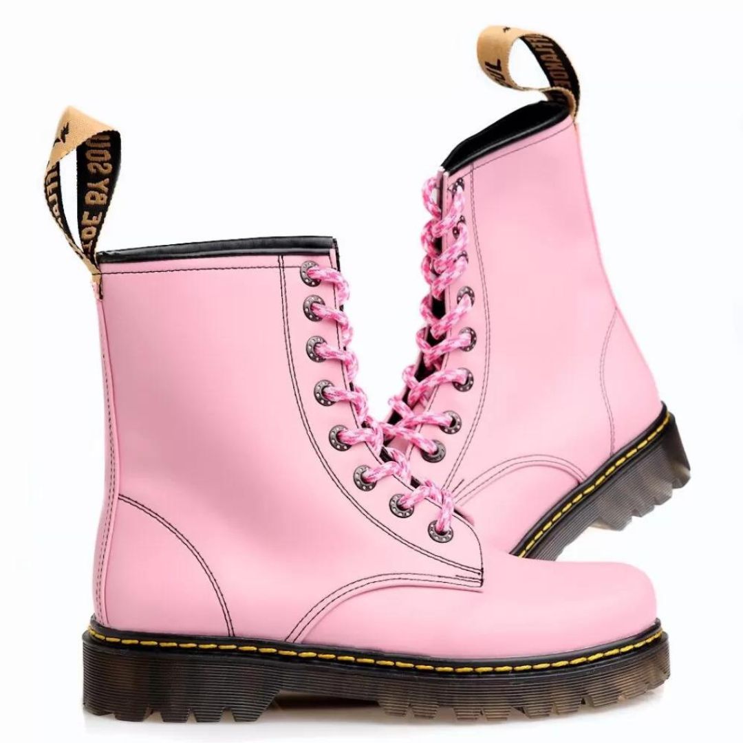 Botas Rockeras Mujer Rosas con Plataforma Bota Urbana Larga